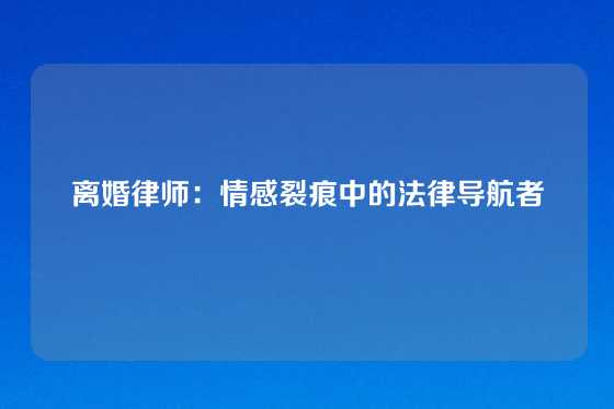 离婚律师：情感裂痕中的法律导航者