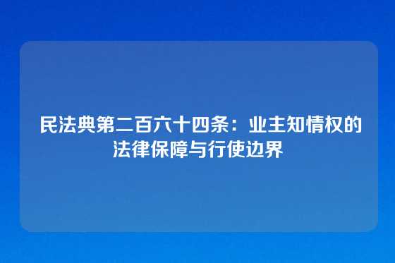  民法典第二百六十四条：业主知情权的法律保障与行使边界