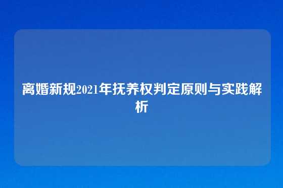 离婚新规2021年抚养权判定原则与实践解析