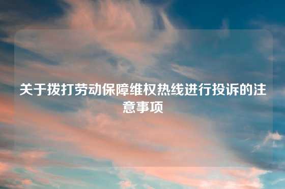 关于拨打劳动保障维权热线进行投诉的注意事项