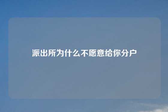 派出所为什么不愿意给你分户