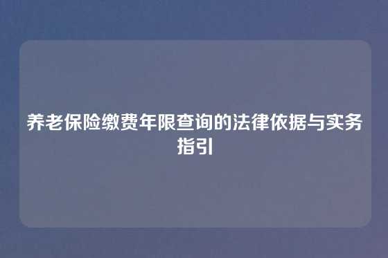 养老保险缴费年限查询的法律依据与实务指引