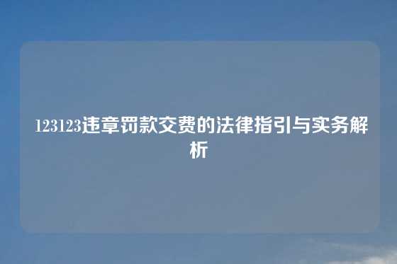  123123违章罚款交费的法律指引与实务解析