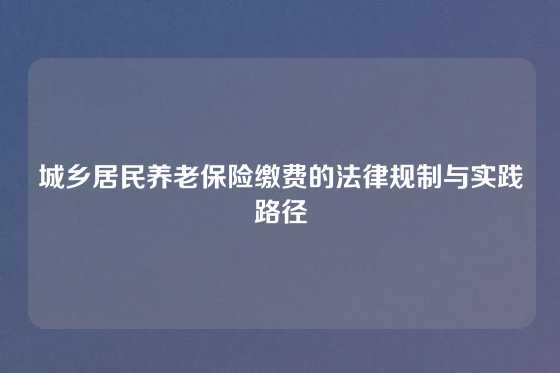 城乡居民养老保险缴费的法律规制与实践路径