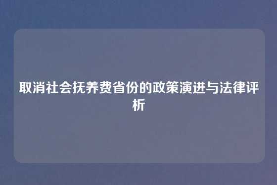 取消社会抚养费省份的政策演进与法律评析