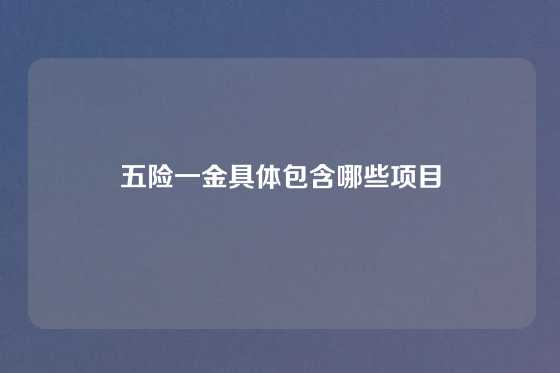 五险一金具体包含哪些项目