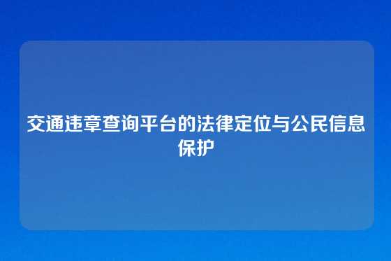交通违章查询平台的法律定位与公民信息保护