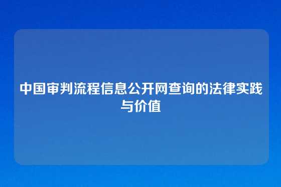中国审判流程信息公开网查询的法律实践与价值