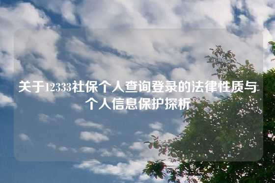 关于12333社保个人查询登录的法律性质与个人信息保护探析