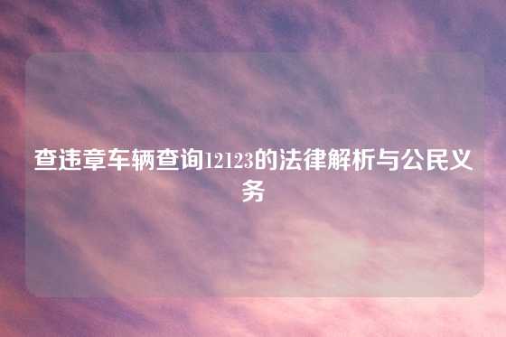 查违章车辆查询12123的法律解析与公民义务