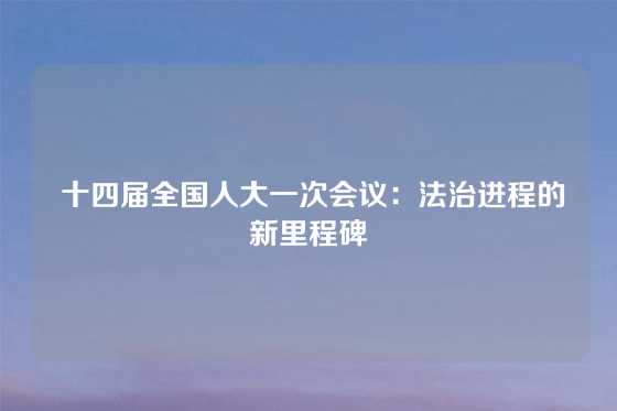  十四届全国人大一次会议：法治进程的新里程碑