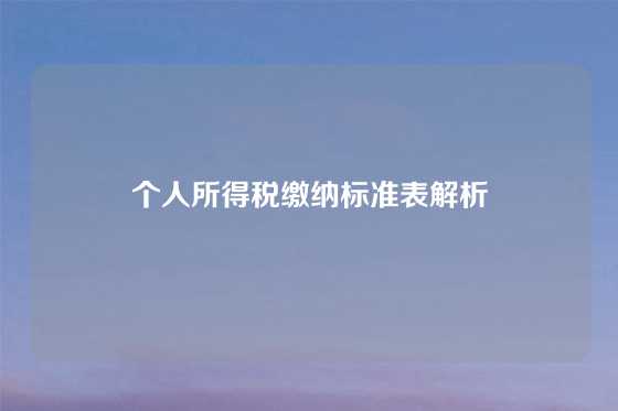 个人所得税缴纳标准表解析