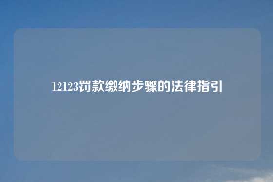 12123罚款缴纳步骤的法律指引