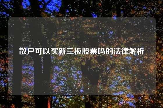 散户可以买新三板股票吗的法律解析