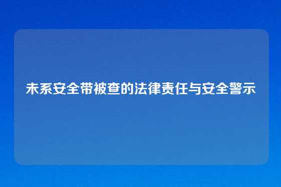 未系安全带被查的法律责任与安全警示
