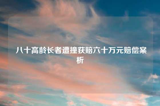  八十高龄长者遭撞获赔六十万元赔偿案析