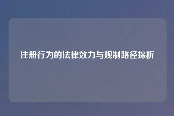 注册行为的法律效力与规制路径探析
