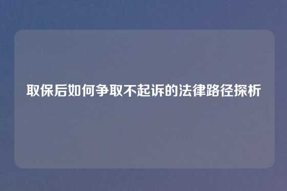 取保后如何争取不起诉的法律路径探析