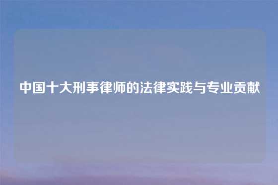 中国十大刑事律师的法律实践与专业贡献