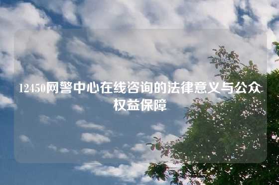 12450网警中心在线咨询的法律意义与公众权益保障