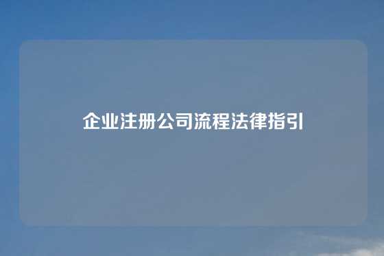 企业注册公司流程法律指引