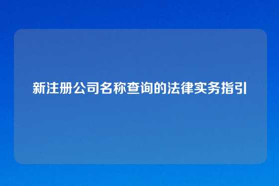 新注册公司名称查询的法律实务指引