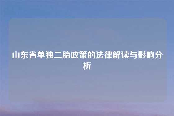 山东省单独二胎政策的法律解读与影响分析