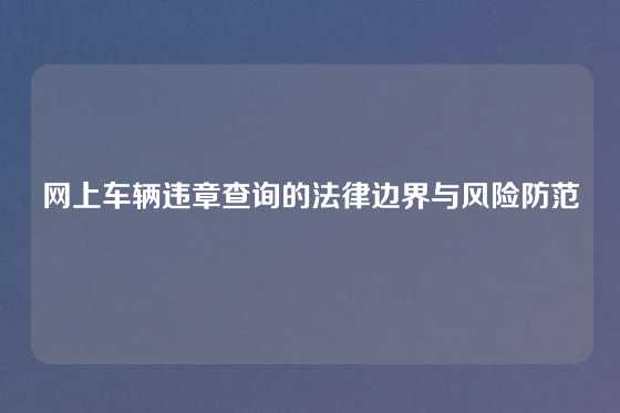 网上车辆违章查询的法律边界与风险防范
