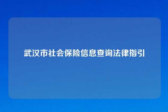 武汉市社会保险信息查询法律指引