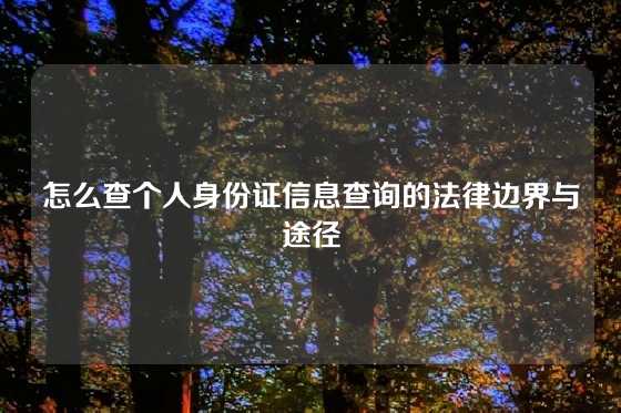 怎么查个人身份证信息查询的法律边界与途径