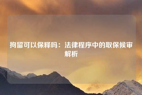 拘留可以保释吗：法律程序中的取保候审解析