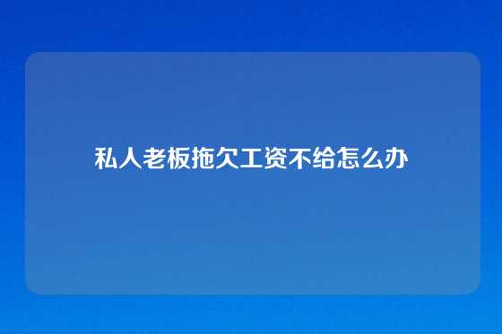 私人老板拖欠工资不给怎么办