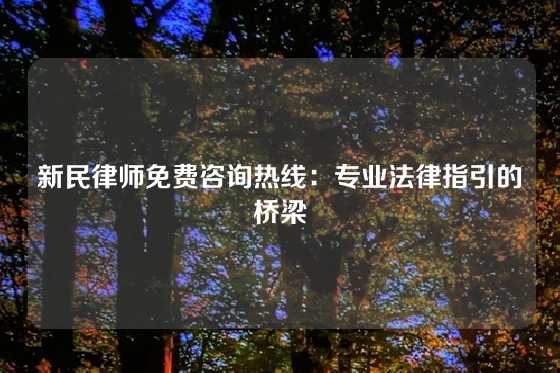 新民律师免费咨询热线：专业法律指引的桥梁