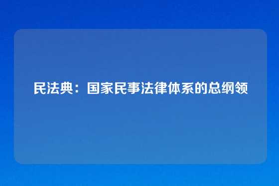 民法典：国家民事法律体系的总纲领