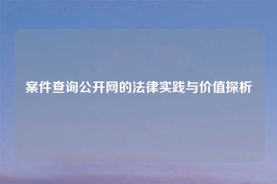 案件查询公开网的法律实践与价值探析