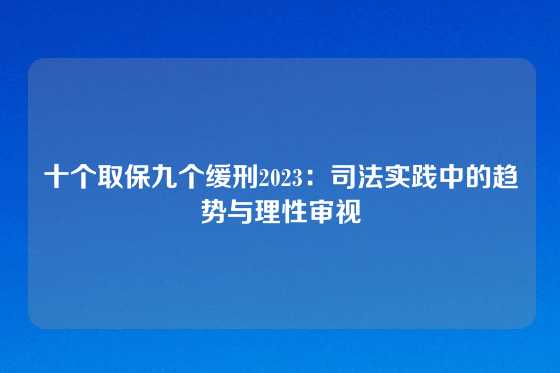 十个取保九个缓刑2023：司法实践中的趋势与理性审视