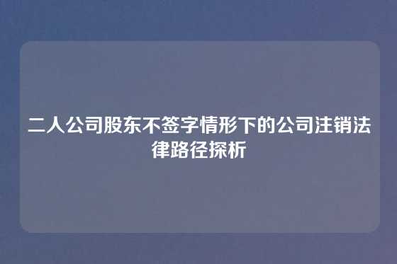 二人公司股东不签字情形下的公司注销法律路径探析
