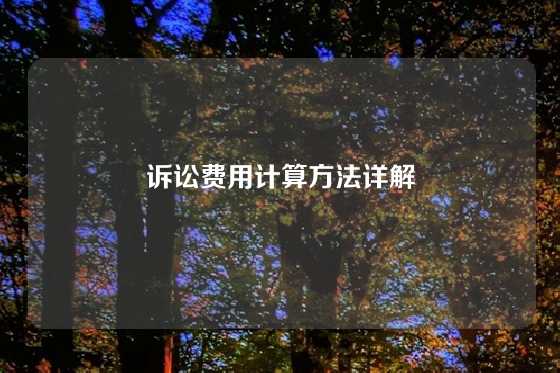 诉讼费用计算方法详解