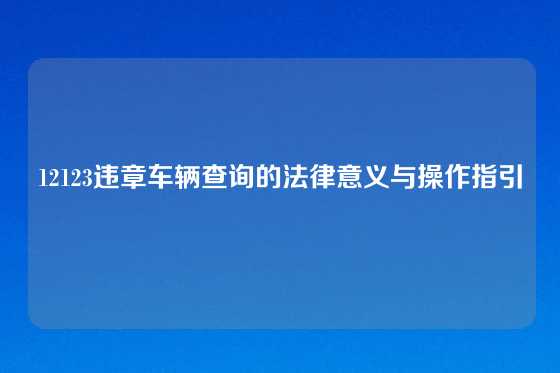 12123违章车辆查询的法律意义与操作指引