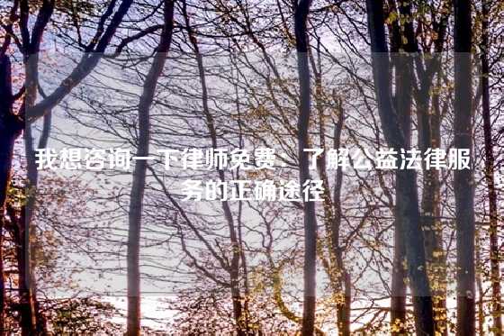 我想咨询一下律师免费：了解公益法律服务的正确途径