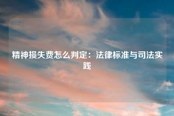 精神损失费怎么判定：法律标准与司法实践