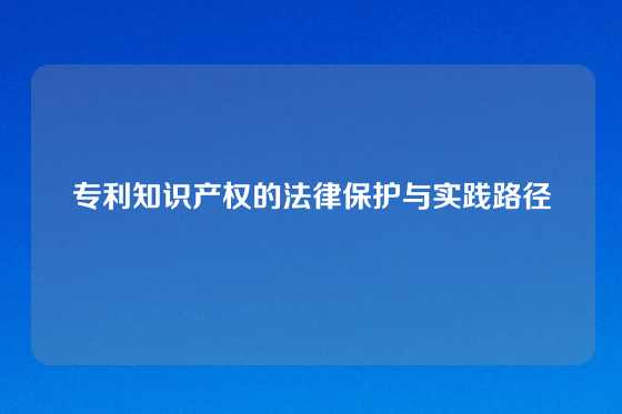 专利知识产权的法律保护与实践路径