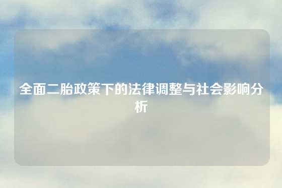 全面二胎政策下的法律调整与社会影响分析
