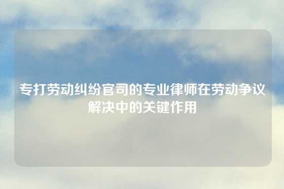 专打劳动纠纷官司的专业律师在劳动争议解决中的关键作用