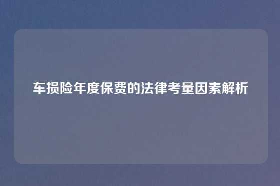 车损险年度保费的法律考量因素解析