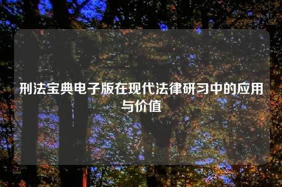 刑法宝典电子版在现代法律研习中的应用与价值
