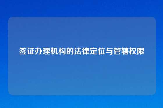 签证办理机构的法律定位与管辖权限