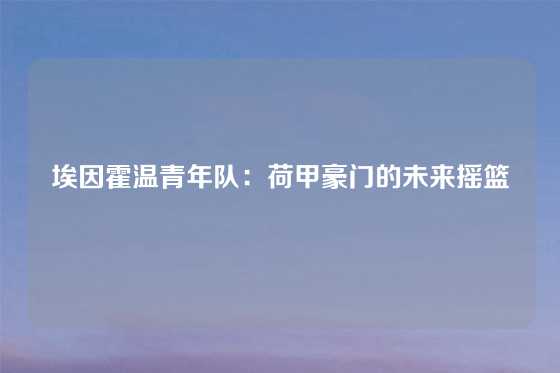 埃因霍温青年队：荷甲豪门的未来摇篮